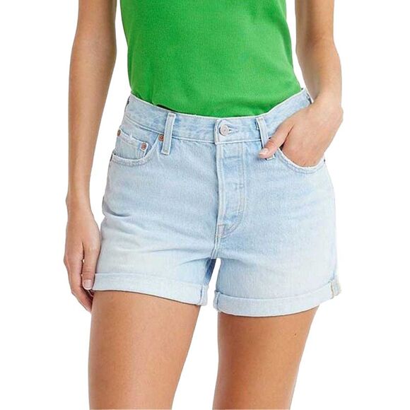 Levis Pants - Levis Womens/Ladies 501 Rolled Hem Shorts / Light Blue